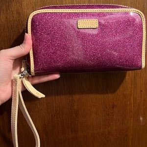 Consuela Pink Glitter Wristlet Wallet